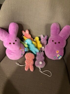 Peeps Purple Bunny Toy - Kids Soft Stuffed Animal with 6ft long bunny garland